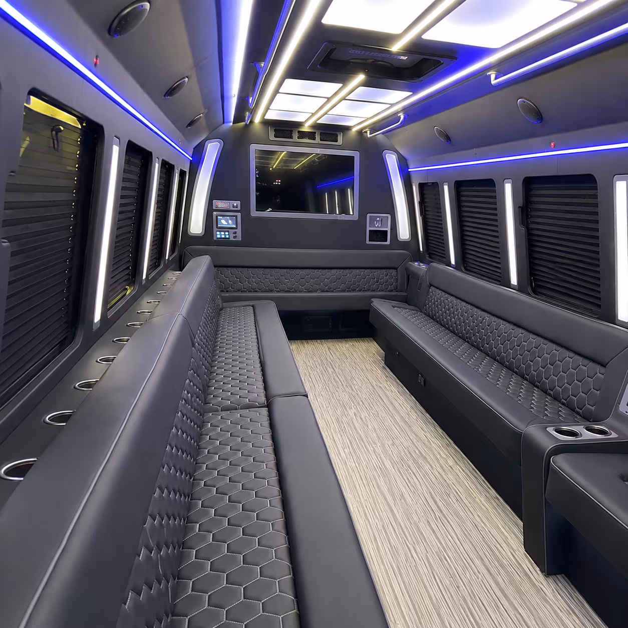 fullerton 40 passenger party bus inside