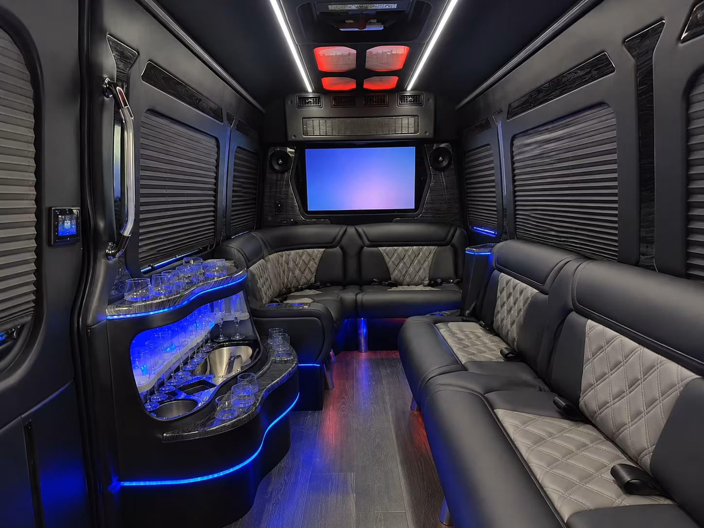 fullerton 50 passenger party bus inside